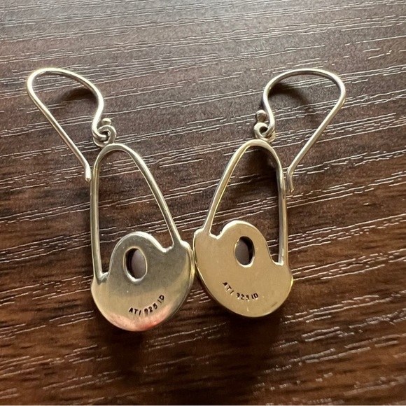 Vintage Sterling silver Opal Cabochon earrings ATI 925 ID - Picture 2 of 2